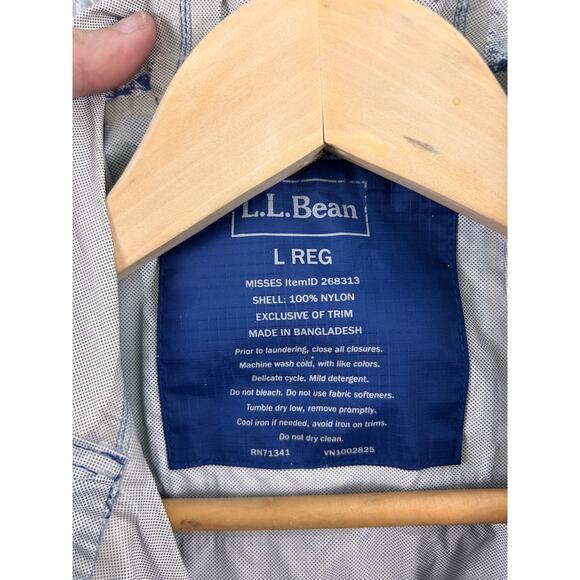L.L. Bean TEK Waterproof Rain Jacket Blue Women’s Large Hooded Long Coat - Picture 4 of 9